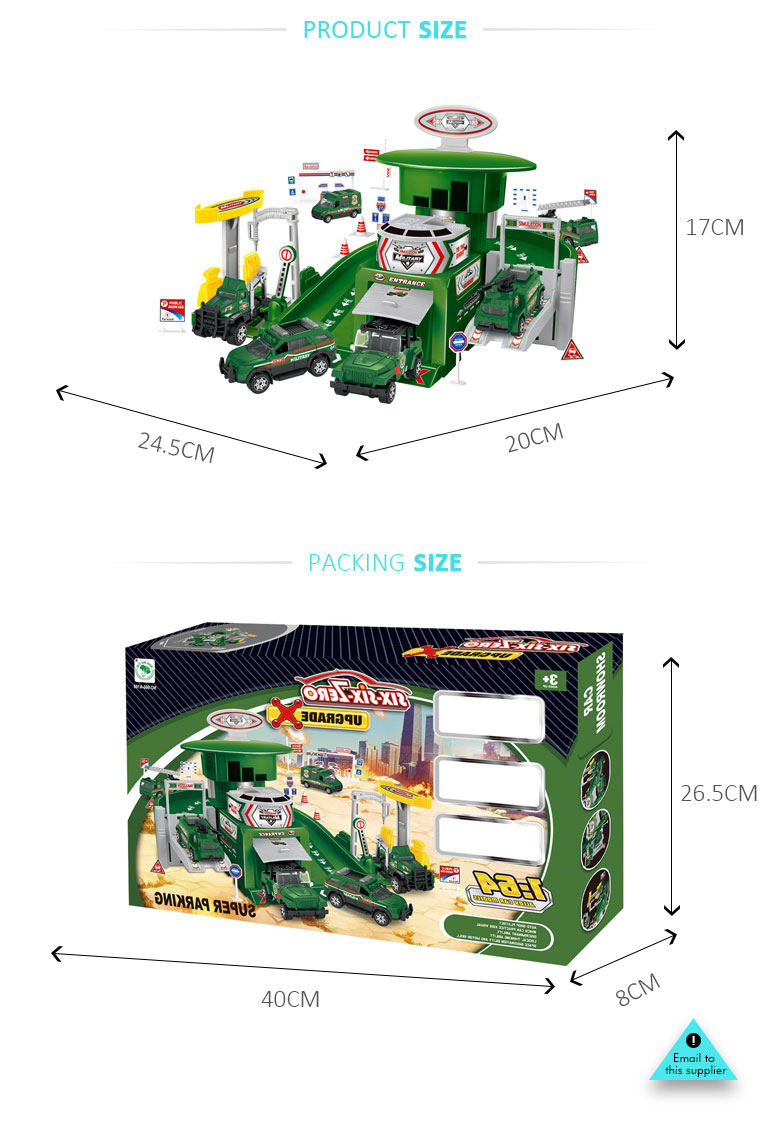 kids die cast model diy parking garage toy with 1:64 military car