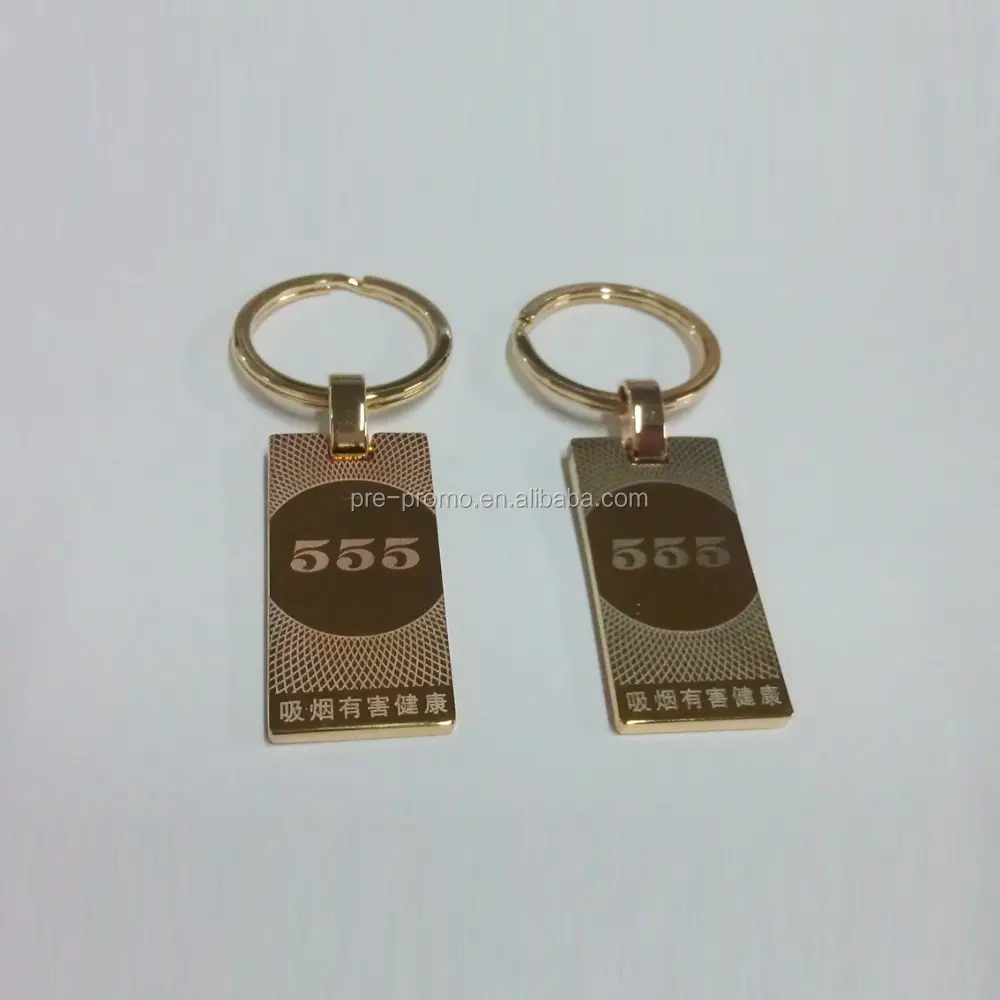 Gold color finishing rectangular trinket key holder with laser engraving logo