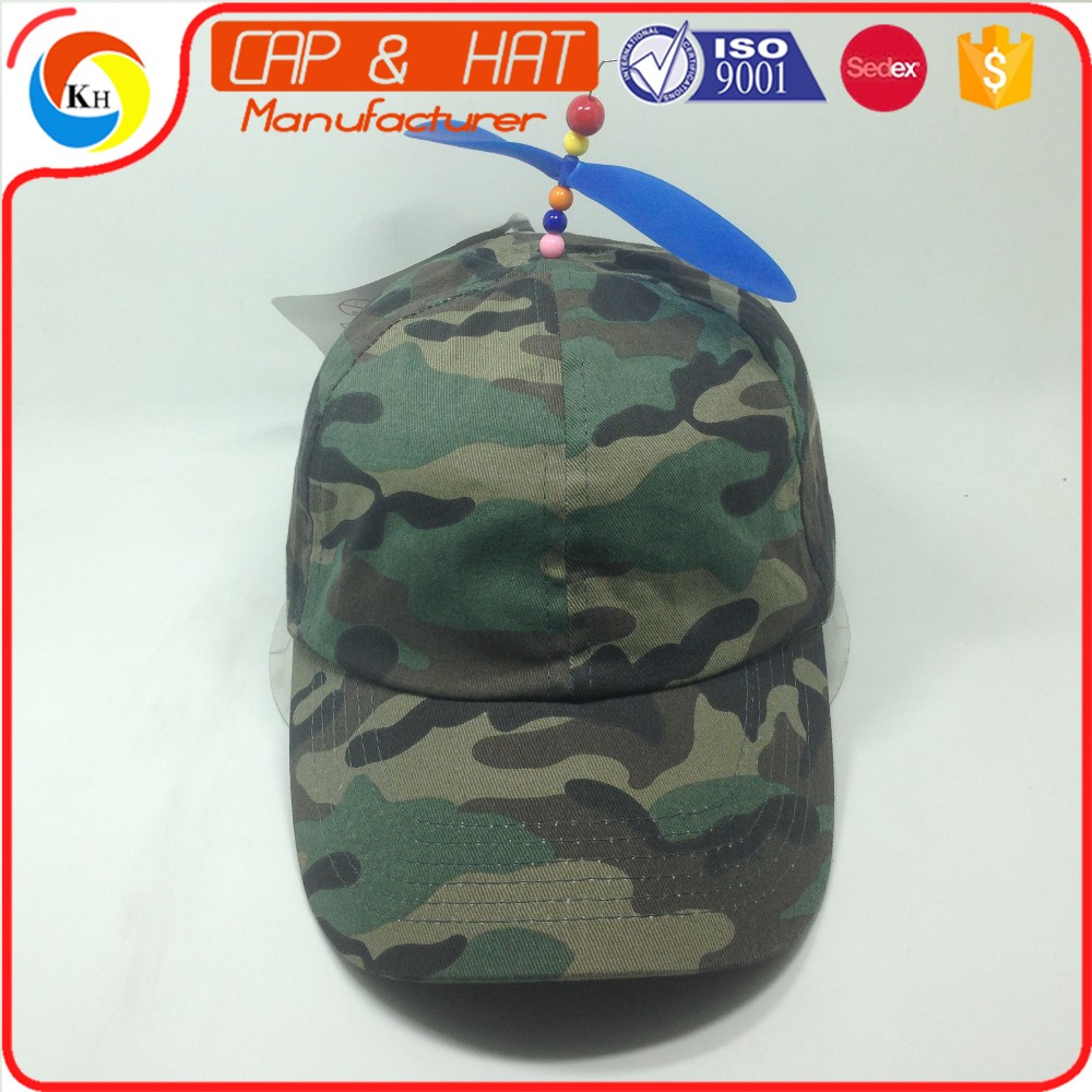 Children 6 Panel Camouflage Baseball Cap With Helicopter Propeller in sun hat