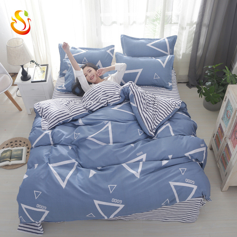 4pcs quantity plain simple digital printed polyester duvet quilt cover bedding set flamingo flat sheet bed set