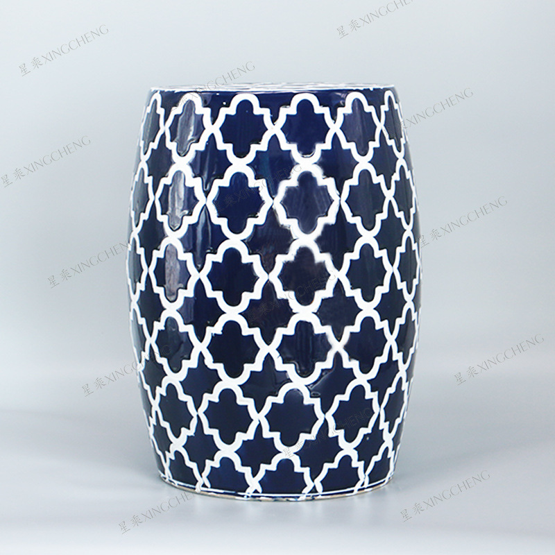 Home decoration flower standing ceramic garden drum seat Shoe changing porcelain stool in entryway  for wholesale