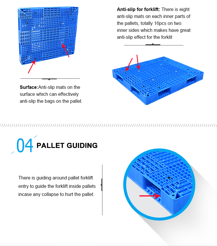 1400*1200*150 double faced plastic pallet for stacking flour
