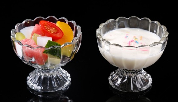 Tasteful Glass Dessert Cup Clear Ice Cream Glass Cup Lotus Shaped Glass Ice Cream Cup