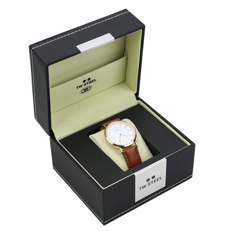 luxury leather handmade black watch packaging boxes custom logo/bulk watch boxes