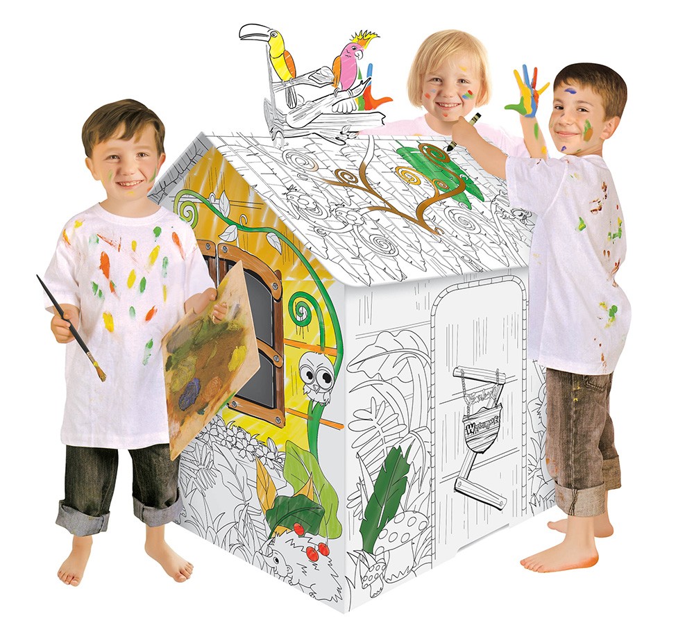 Casa De Juegos De Cartón Para Colorear Y Montar – Manualidad DIY Sin Pegamento, Fomenta La Creatividad Y Coordinación En Niños Y Adultos