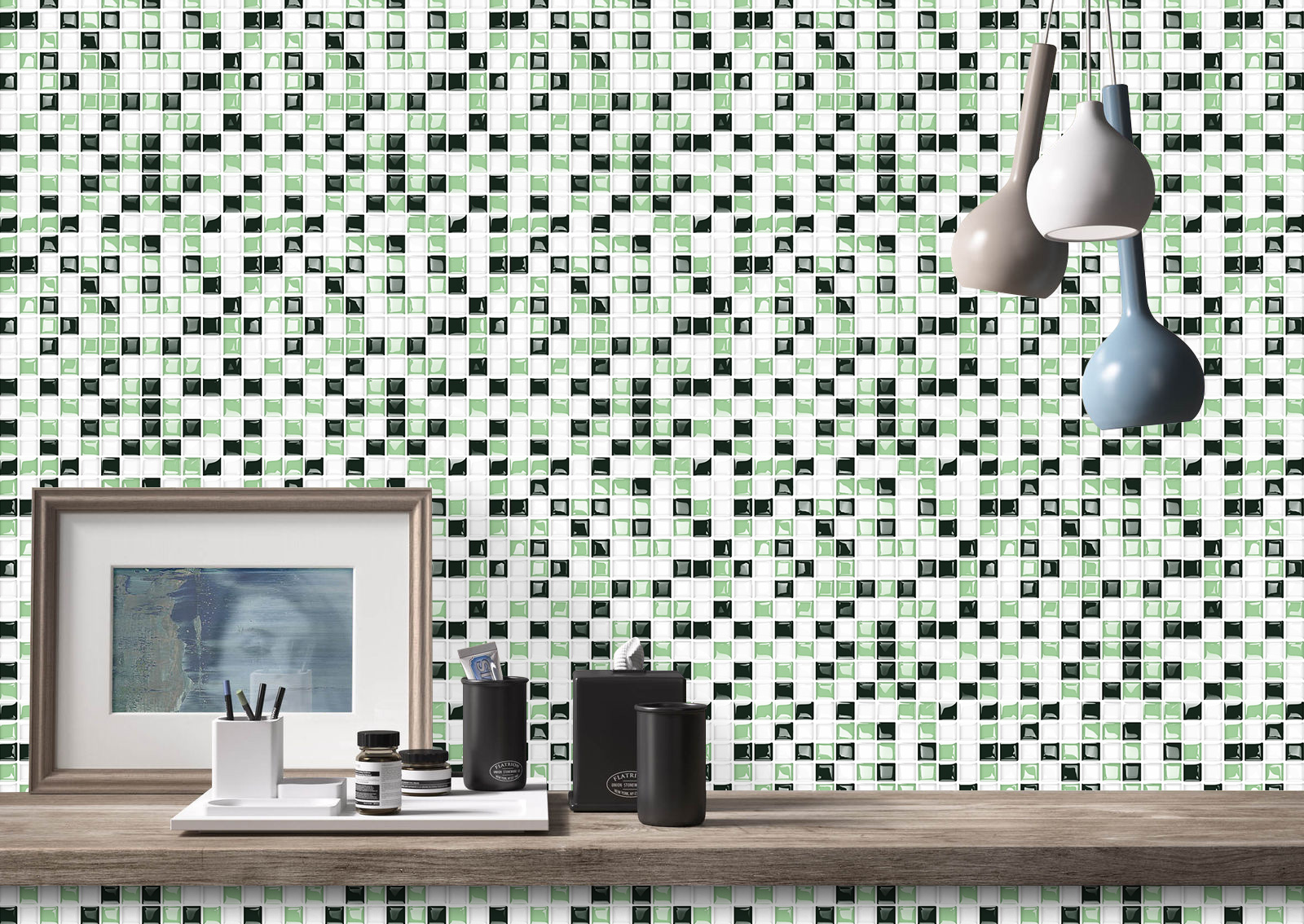Interior decoration self adhesive waterproof mosaic vinyl wallpaper for kitchen backsplash
