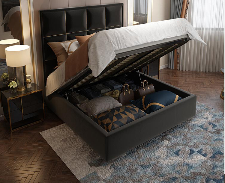 Luxury Modern Dubai Bedroom Furniture Double Velvet Tufted Leather Modern Royal King Italian Bed