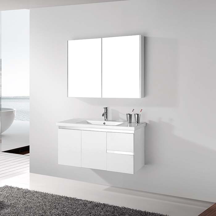 2018 Modern American french Designed hotel bathroom antique White vanity cabinet, Double Framed Mirror cabinet