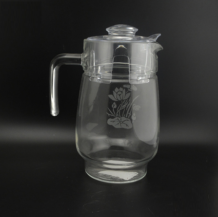 1.6L Glass Pitcher with plastic lid,Drinking Beverage Jug  water pitcher glass with ETCH logo