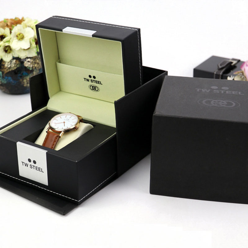 luxury leather handmade black watch packaging boxes custom logo/bulk watch boxes