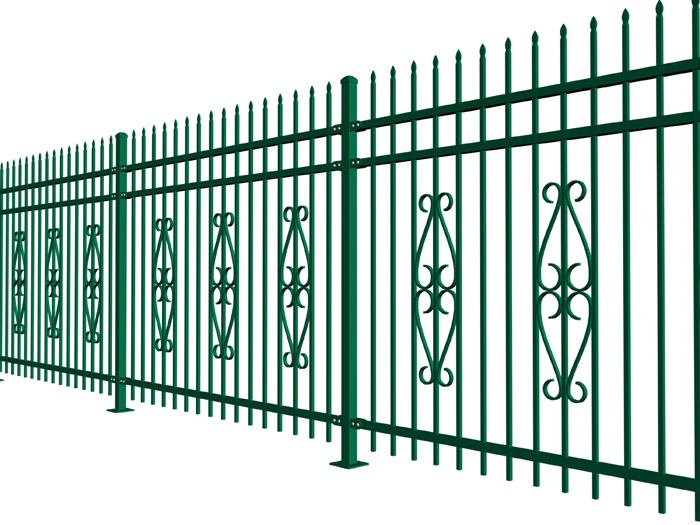 Outdoor security 3 rails press spear tubular steel fence design commercial border fencing