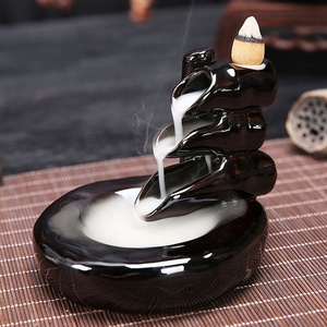 Backflow Fountain Waterfall Ceramic Incense Holders Burner Figurine Incense Cone Holders Decorations Ornaments