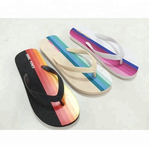 rainbow colored flip flops