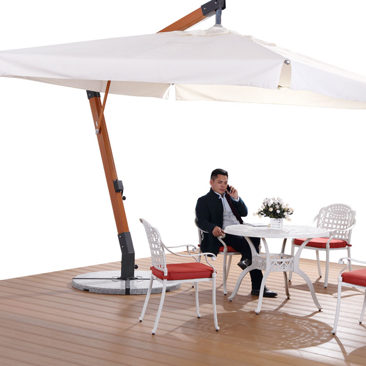 luxury Design Garden Big Square Wooden Hanging  cantilever  Umbrella