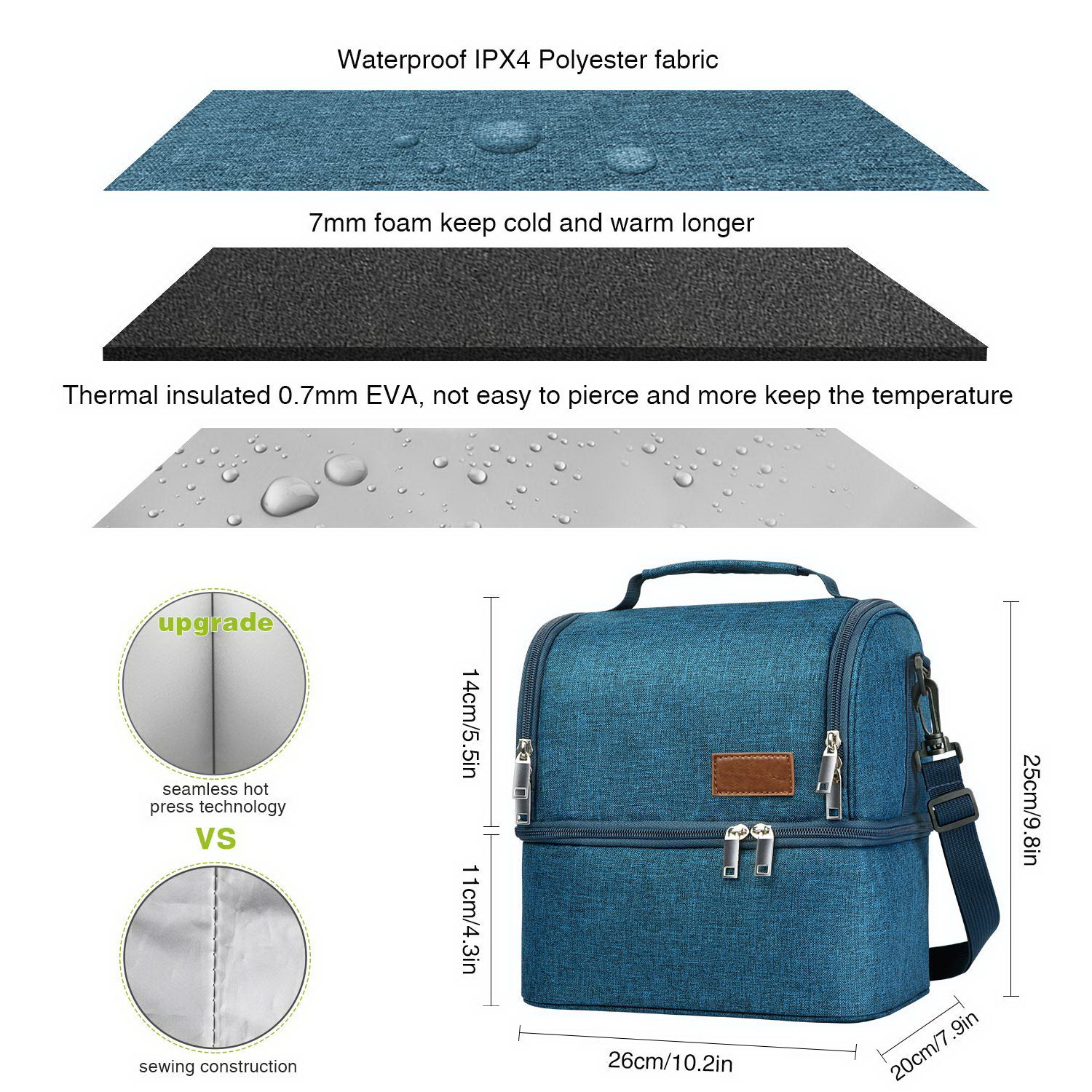 حقيبة تبريد مخصصة للأطعمة الكاملة بمقصورة مزدوجة حقيبة تبريد معزولة لتناول طعام الغداء