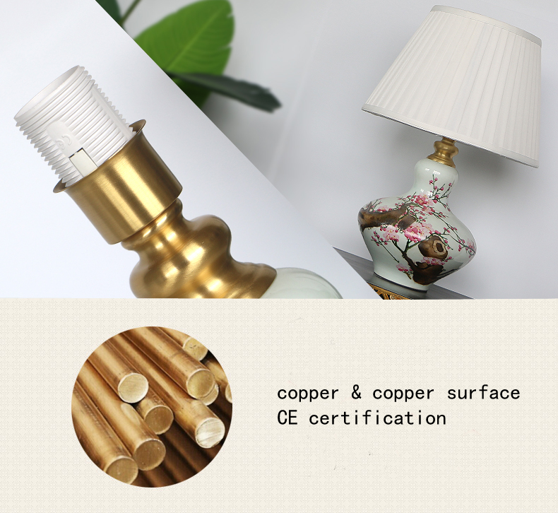 Jingdezhen ceramic table lamp for living room and bedroom bediside porcelain lighting for home decoration and hotel