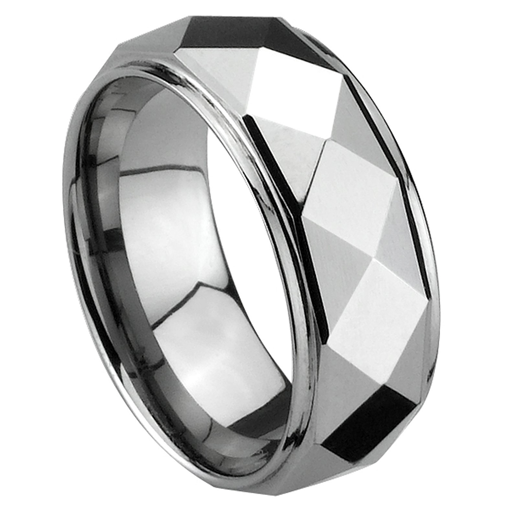 Мужские обручальные кольца из карбида вольфрама с отполированными ступенчатыми краями