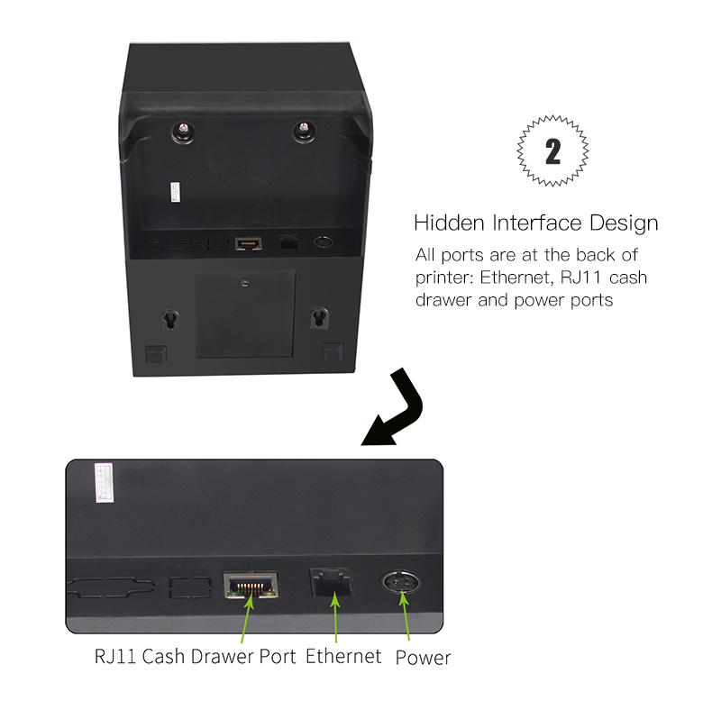 Auto Cutter 80mm Ethernet Port Thermal Printer For Restaurant Kitchen