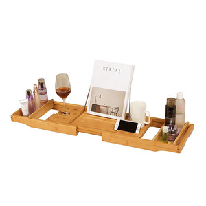 Eco Friendly Bathroom Products Adjustable Reading Rack Bath Shelf Bathtub Bridge Bamboo Bathtub Rack