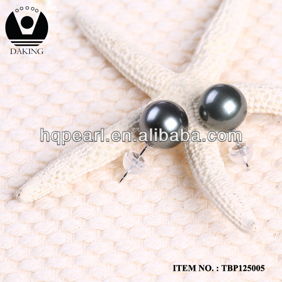 Moda jóia da pérola do parafuso prisioneiro brincos de pérolas negras do tahiti Água Do Mar pérolas cultivadas