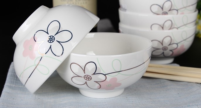 Haonai 4 inch porcelain bowl white round bowl with printing by machine