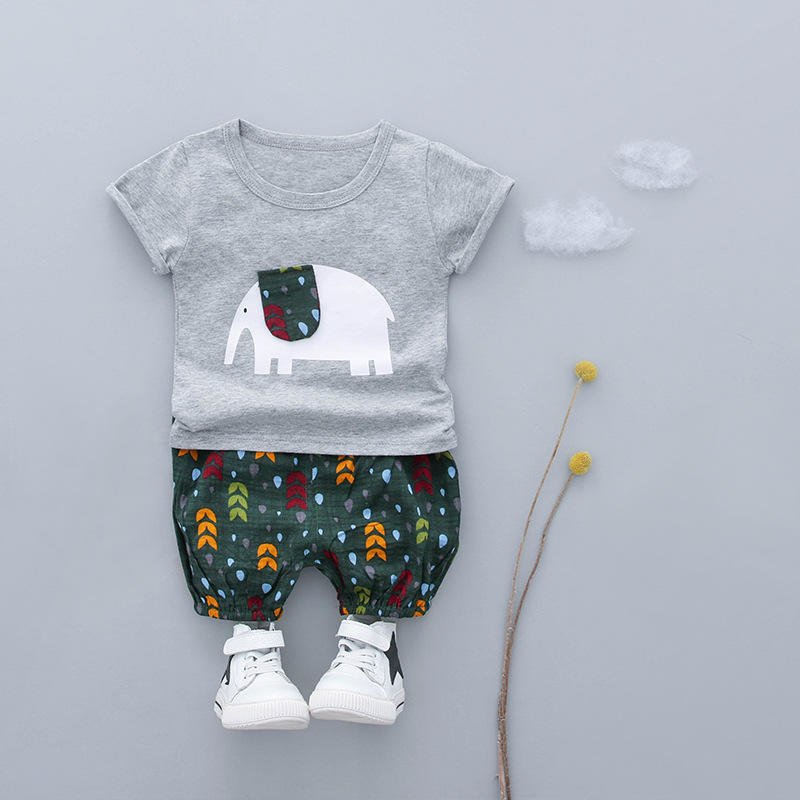 Elephant and leaves summer suit importing bulk wholesale baby clothes boy from china