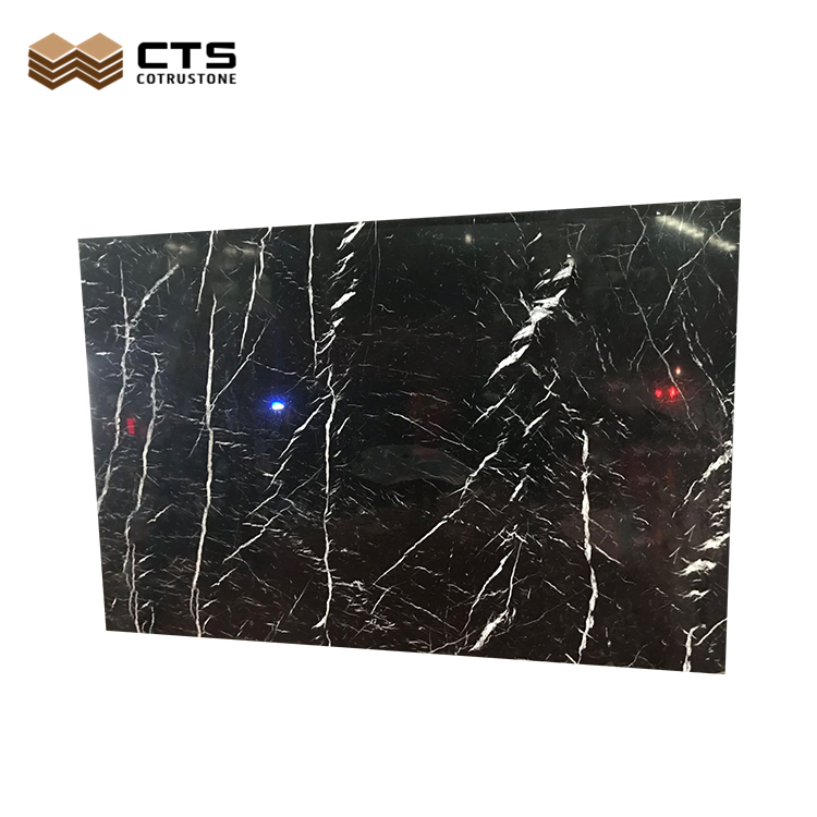 Marble 100% Natural Nero Marquina Absolute Black Big Slab Graphic Design Polished 5 Years Midcentury Apartment Supermarket Hotel