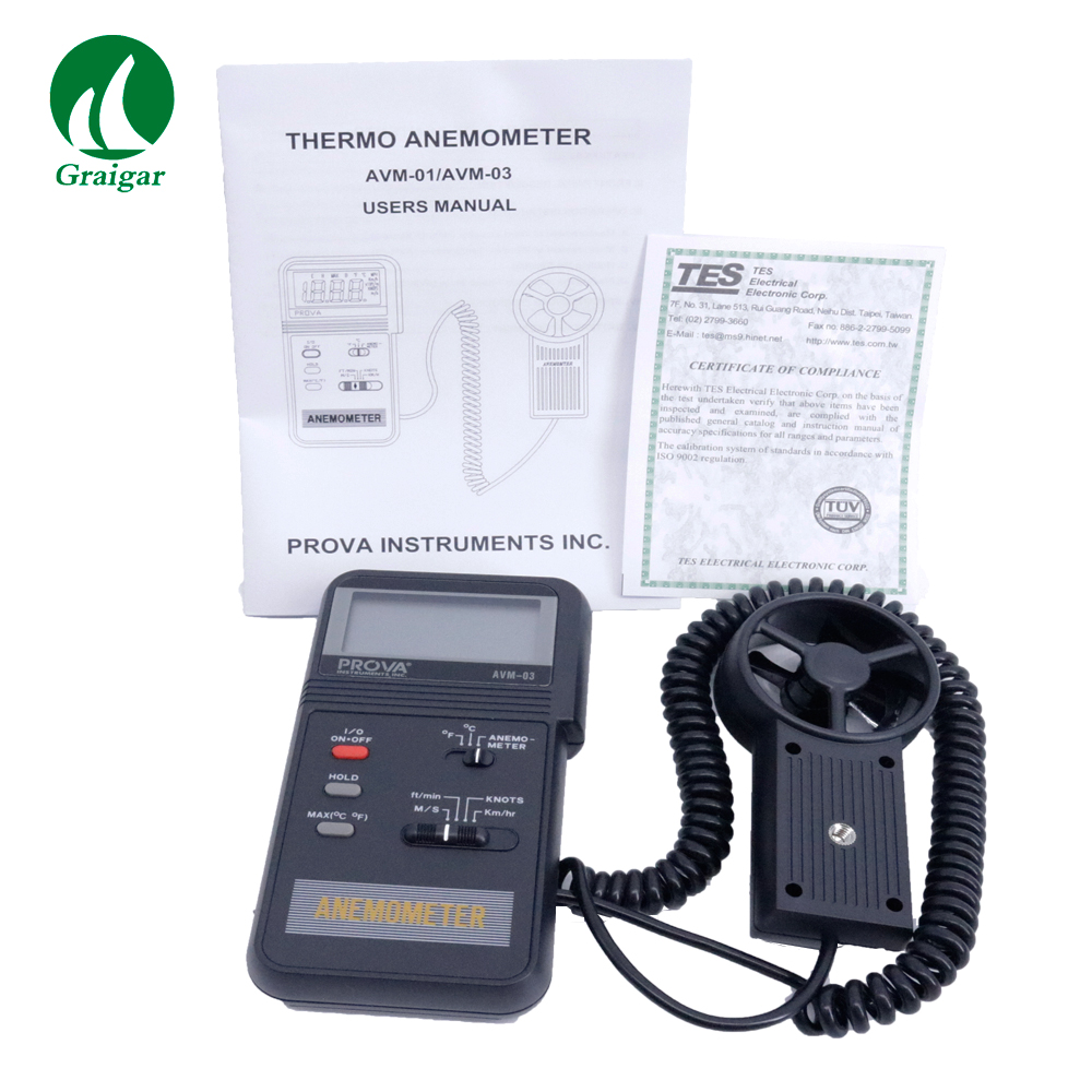 Portable AVM-03 Digital Anemometer - Accurate Airflow Measurement