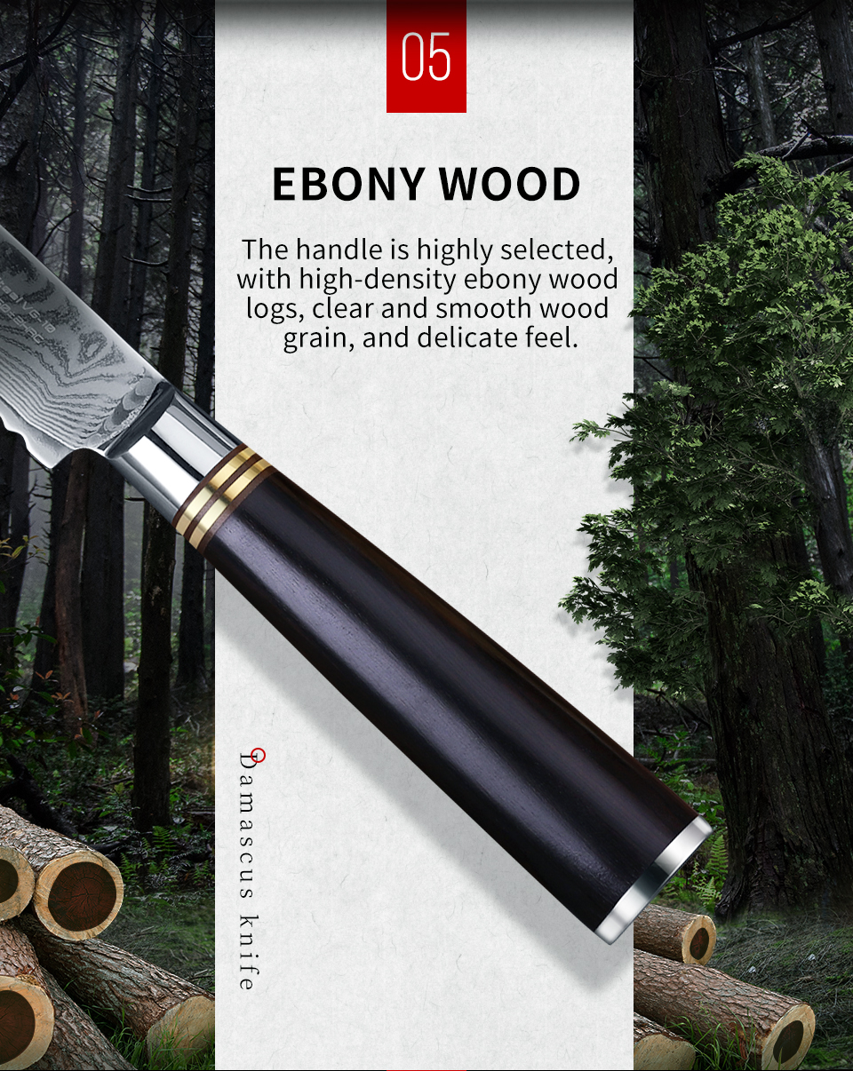 FINDKING 8 inch ebony wood handle 67 Layers 10Cr15CoMoc damascus steel knife kitchen knife bread knife
