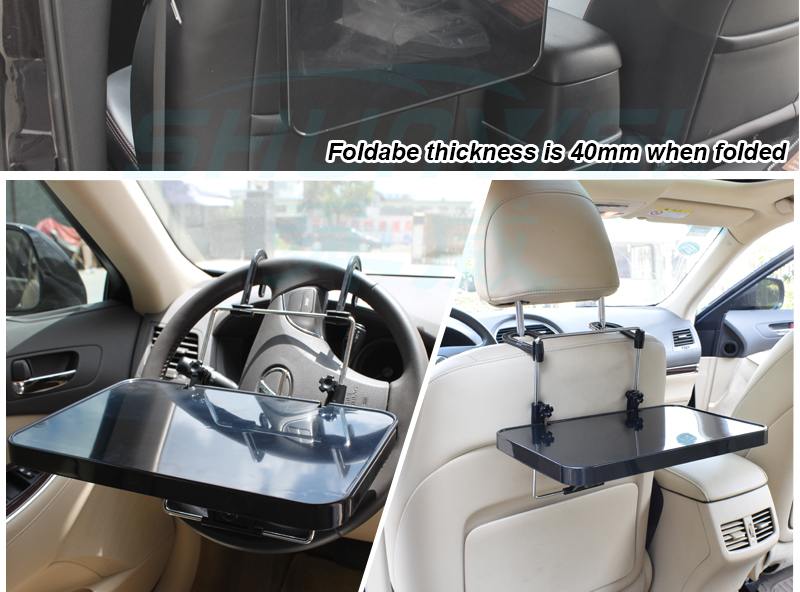 Hot Sale Multi Functional Folded Car Seat Back Steering Wheel Mounted Notebook Laptop Computer Eating Desk Car Table