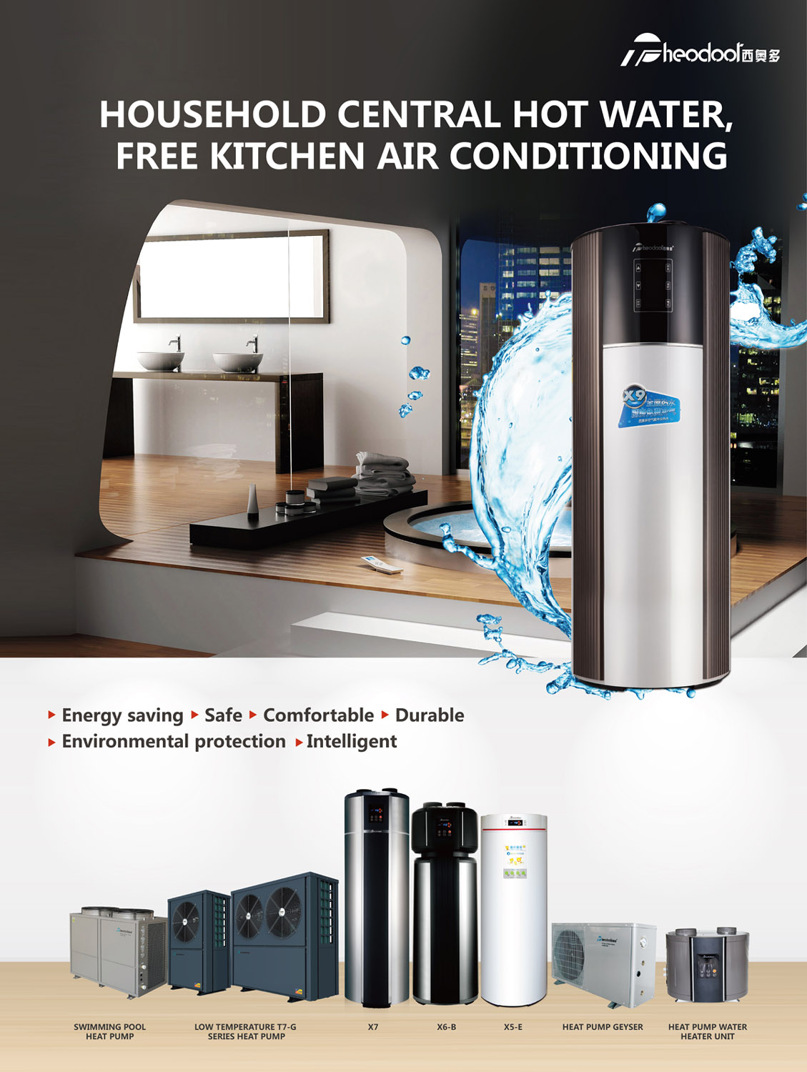 Swimming Pool Heat Pump with Titanium Heat Exchanger, High COP