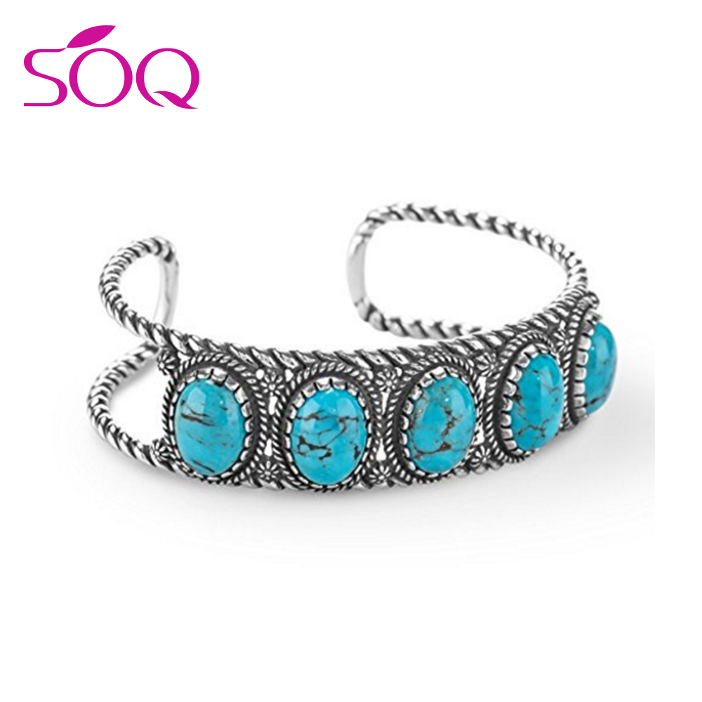 Kiki Girls Vintage Owl Jewelry Sets Silver Retro Turquoise Gemstone Owl Pendant Necklace Drop Earrings Charm Bracelet Set