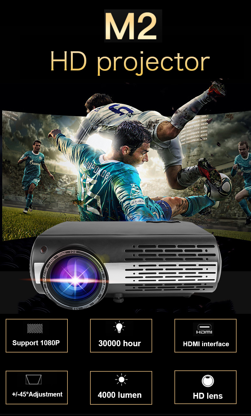 M2 Projector Android 6.0 OS Smart Wi-Fi Wireless Projection YouTube Online Video Projector