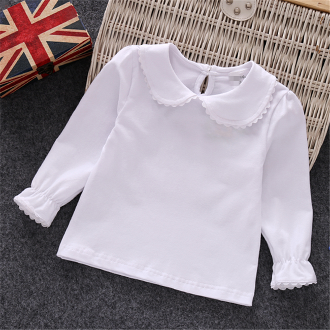 Стильные белые футболки-поло для маленьких девочек детская повседневная одежда с пышными рукавами