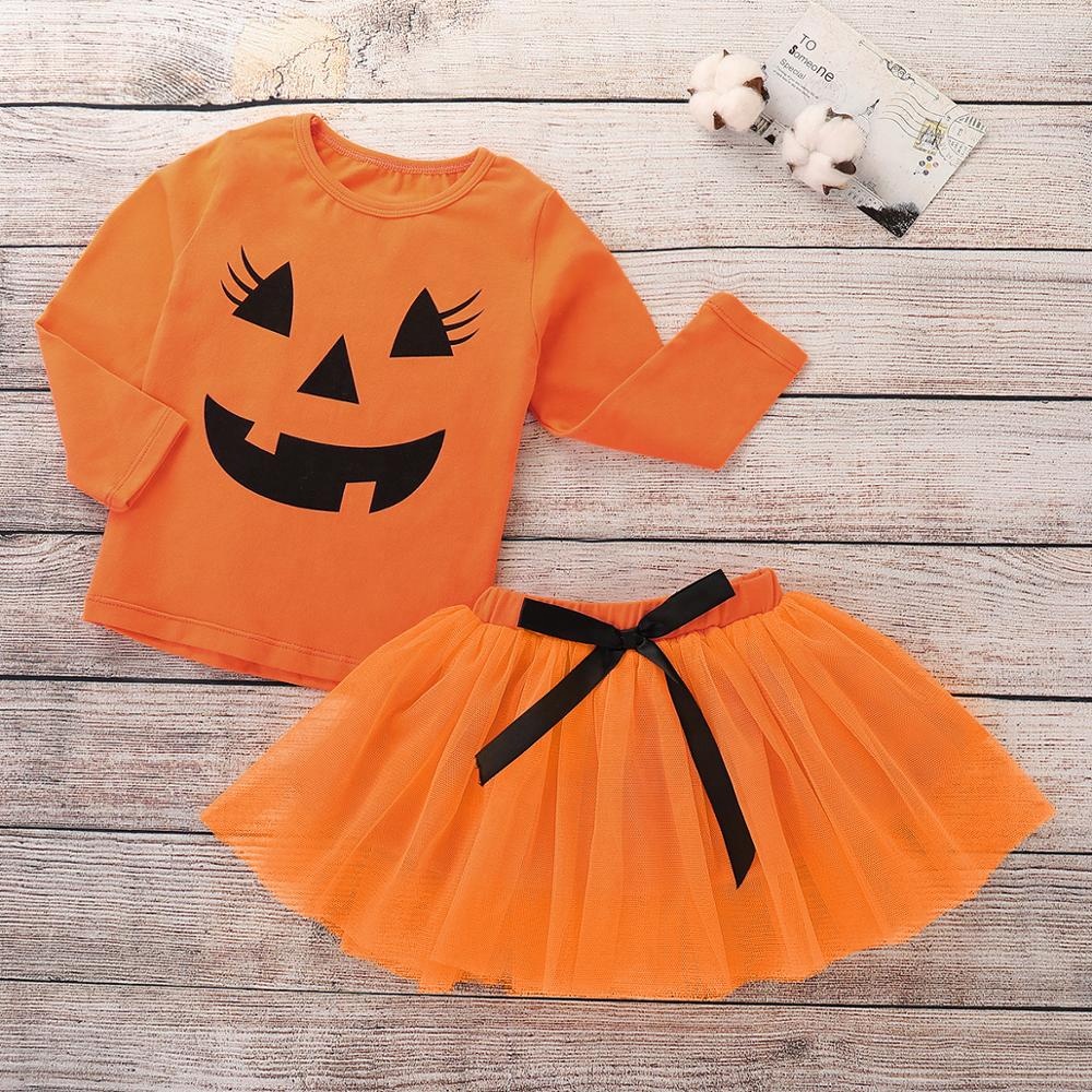 Детские Горячие оборки балетная пачка с изображением тыквы хэллоуин одежда