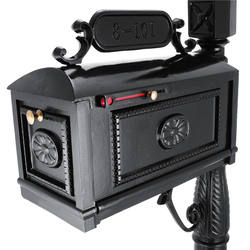 Cast Aluminum Mail Box Mailboxs Postal Box Vertical Pedestal Black New