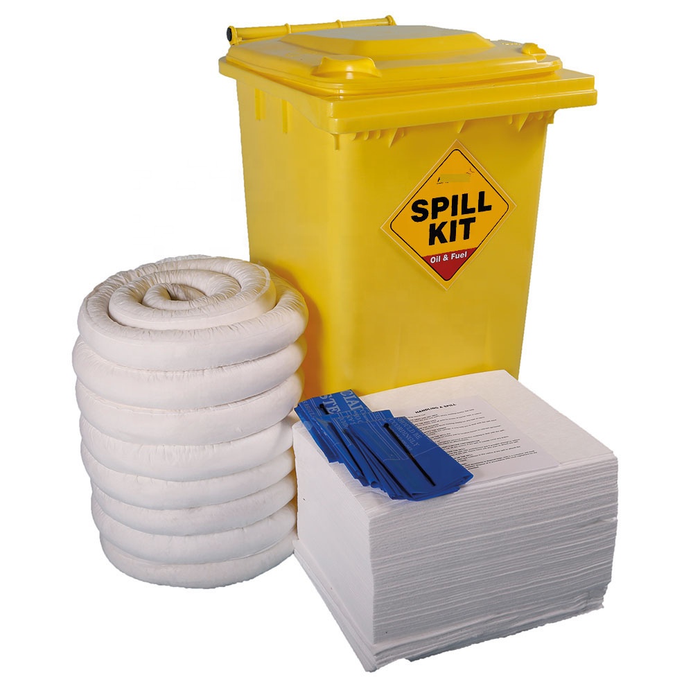 Wheelie Bin Oil Absorbent Spill Kit 120L 360L Workshop Factory Warehouse