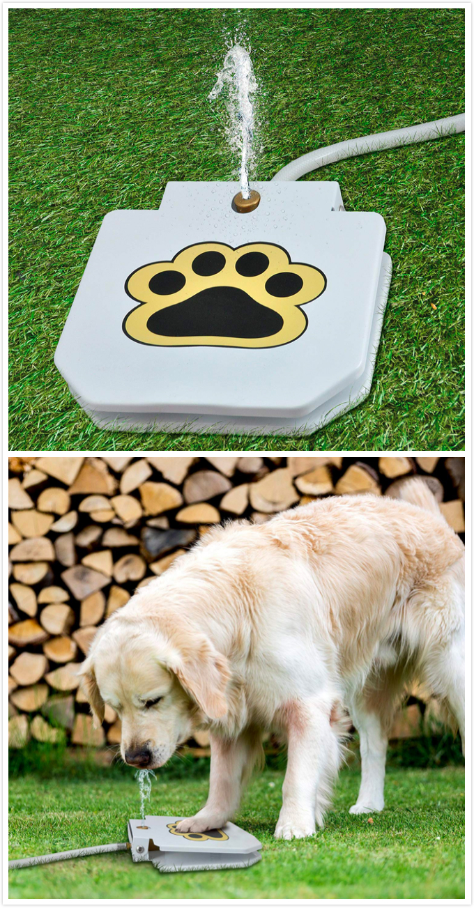 Durable Outdoor Pet Dog Drinking Fresh Water Fountain Dispenser Feeder Automatic Step-on Push Pedal Funny Dog Toys