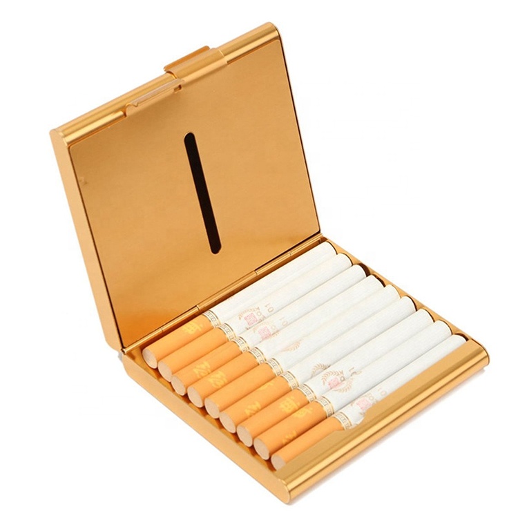 Designer Double Sided Flip Gold Plated Aluminum Cigarette Case Metal