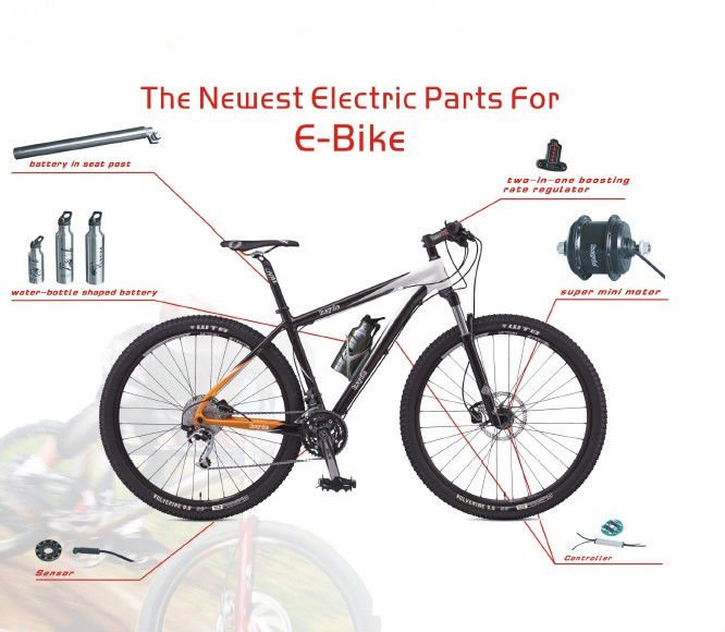 Electric bicycle kit 24V/33V/36V drive and controller unified motor with rim 6.8Ah li-ion battery