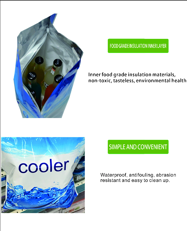 resuable Zip lockk plastic cooler bag for red wine insulated bag for beer