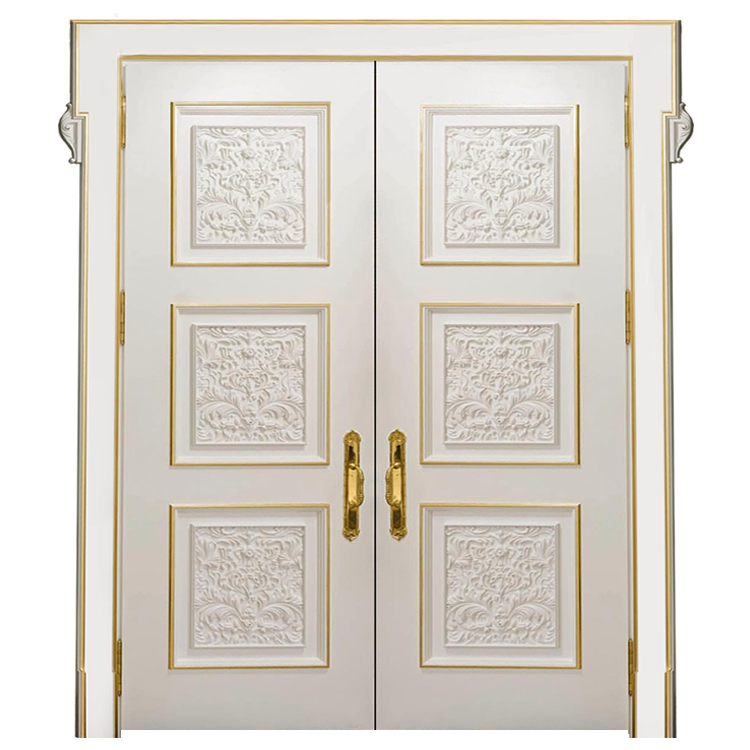 लक्जरी यूरोपीय शैली आवासीय नक्काशी डिजाइन ठोस लकड़ी डबल प्रवेश द्वार