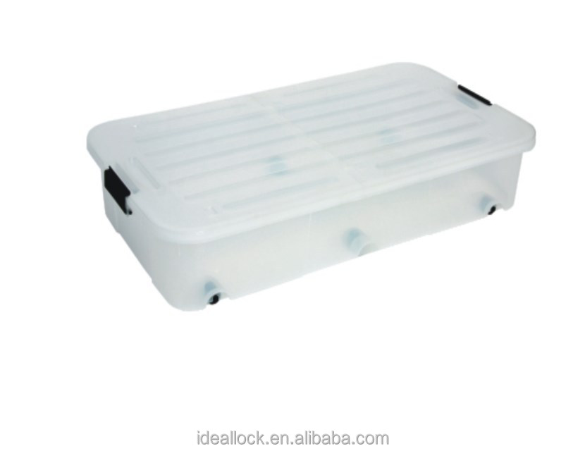 38l 80l Transparent Plastic Underbed Storage Box With Clips And Wheels And Folding Lid For Clothes And Toys Buy Underbed Storage Box Underbed Storage Container Plastic Underbed Storage Containers Product On Alibaba Com