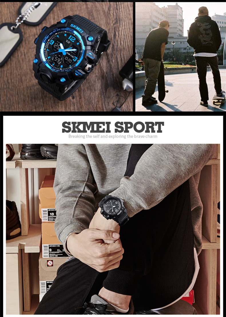 hot selling SKMEI 1155B dual time sport watch analog digital watches for men