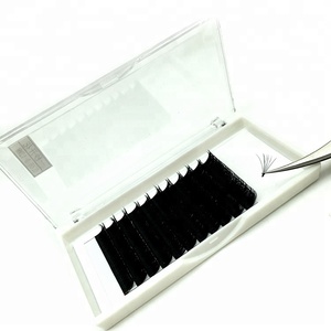 Distributor Own Brand Mega Volume Deep Black Eyelash Extensions Fast Fan Individual Silk Lashes Rapid Blooming Lashes
