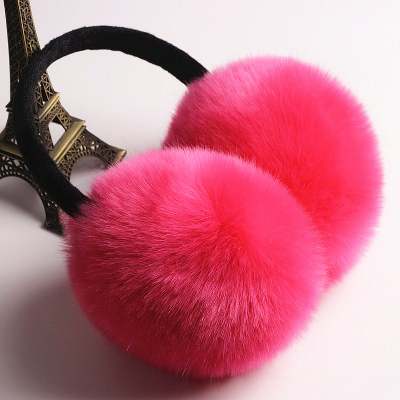Four Gesture Silhouette Pattern Winter Earmuffs Ear Warmers Faux Fur Foldable Plush Outdoor Gift