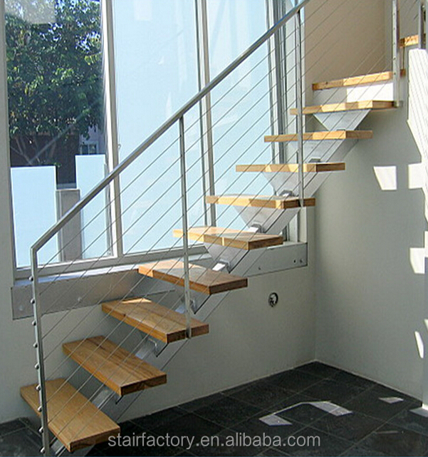 Современные стальные лестницы, используется лестницы, поручни из нержавеющей стали, ступени дерево, TS-269