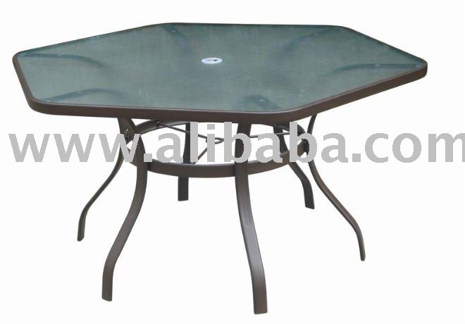 Patio Furniture Steel 52 Hexagonal Glass Dining Patio Table Buy