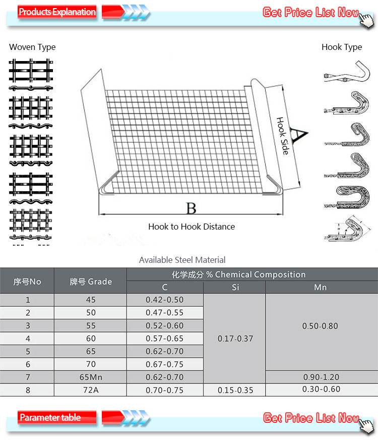 high carbon steel cone crusher sieving gravel screen wire mesh for mining