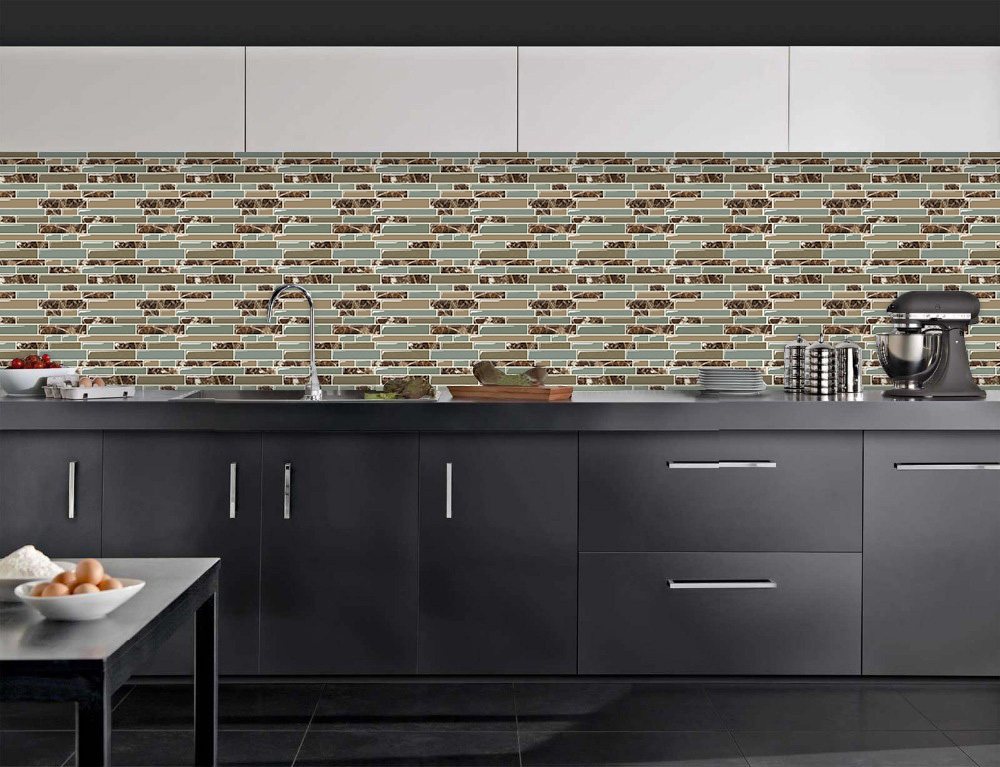 Vinyl mosaic decorative wall tiles peel and stick backsplash for home hotel decor